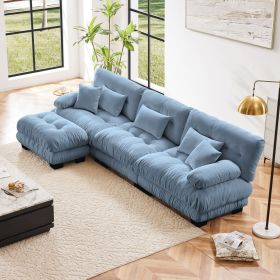 Luxury Modular Sectional Sofa Couch,Oversized L Shaped Cloud Couch for Living Room,Deep Seat Sofa Couch with Convertible Ottoman,Chenille Blue