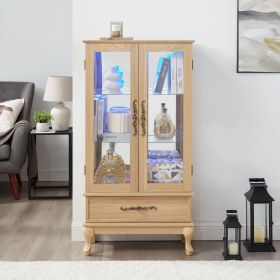 Lighted Curio Cabinet - Elegant Glass Display Cabinet with Adjustable Shelves, 2 Doors