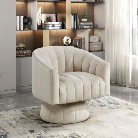 Taupe Velvet Accent Chair Modern Luxury Living Room Furniture, 1pc Swivel Chair Comfortable Barrel Back