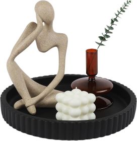 Round Decorative Tray for Coffee Table Decor-Modern Home Decor Tray-Concrete Coffee Table Serving Tray-Centerpiece Table Tray-Ottoman,Vanity, Bat