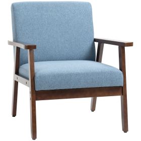 Modern Accent Chairs with Cushioned Seat, Upholstered Linen-Feel Armchair for Bedroom, Living Room, Blue