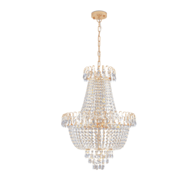 Golden Crystal Chandelier, Large Modern Luxury Chandelier, Suitable For Living Room, Dining Room, Bedroom, Hallway - No Bulb Unusable Platform - (Option: Gold)