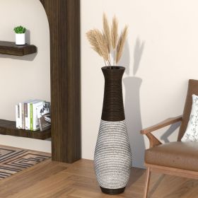 39-Inch Tall Standing Designer Floor Vase - Durable Artificial Rattan - Elegant Two-Tone Dark Brown Finish - Ideal Decor Accent for Living Room (Color: as Pic)